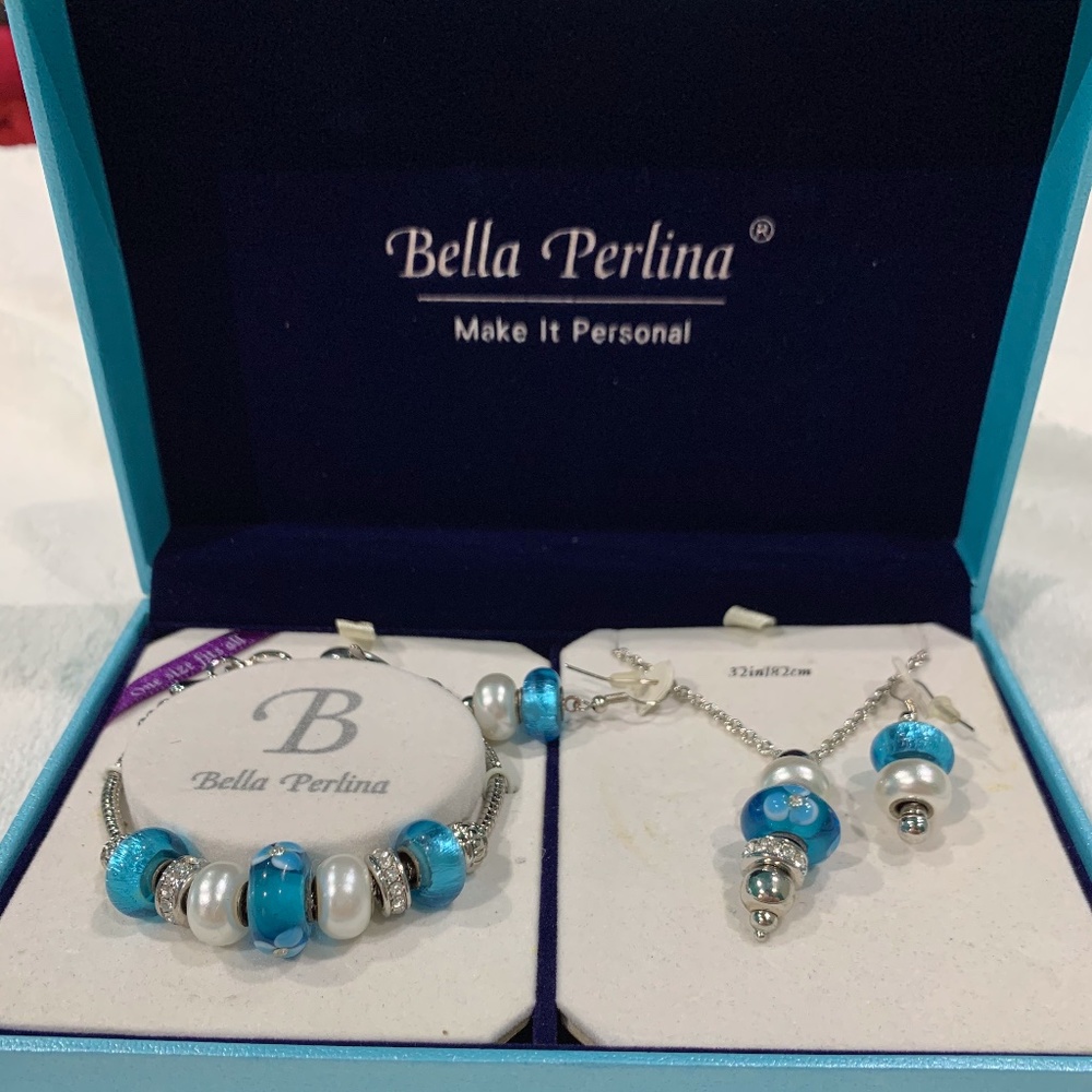 Bella Perlina Jewelry Set - Blue/White